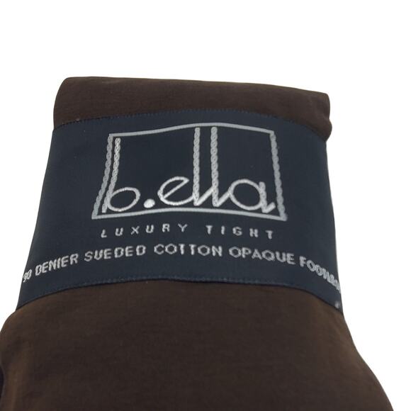 FOOTLESS Tights TALL Espresso Brown B.ella Erika Opaque Italian 90 Denier Cotton - Picture 6 of 6